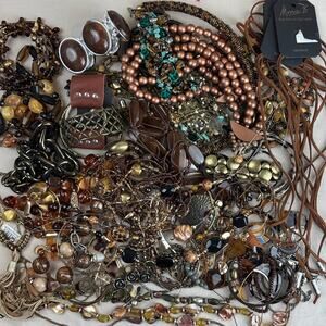 Craft Jewelry Lot - 3 lbs Brown Bronze Earthy Natural Rustic Boho Bead Stone